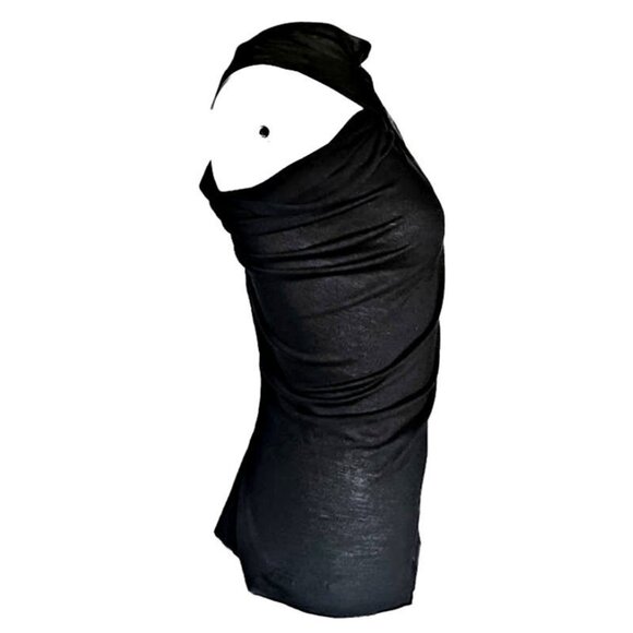 RICK OWENS Vintage 2012 One-Shoulder Strapless Top Silk & Lamb Leather - Picture 4 of 14